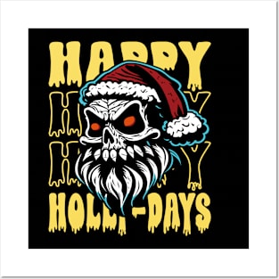 Santa Claus Skull Happy Holly-Days Posters and Art